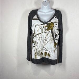 NorthCrest RealTree Gray &White Camouflage V-Neck Long Sleeve Thermal size small